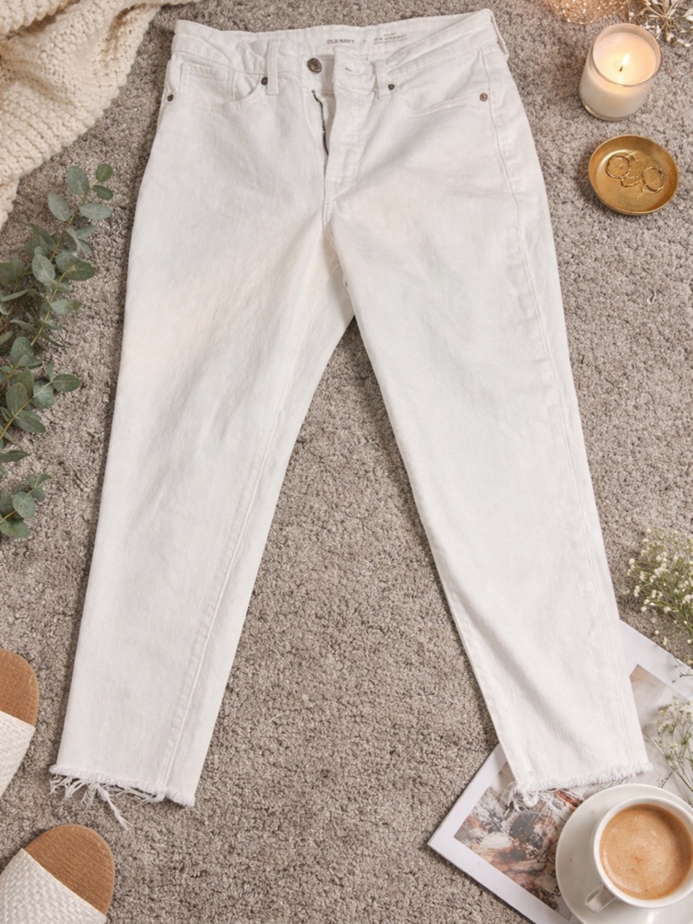 Old Navy White Cropped High-Rise Jeans